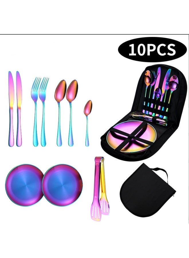 Outdoor Portable Stainless Steel Cutlery Knife, Fork And Spoon 10 Piece Set 20 Piece Set Travel Picnic Knife, Fork And Spoon